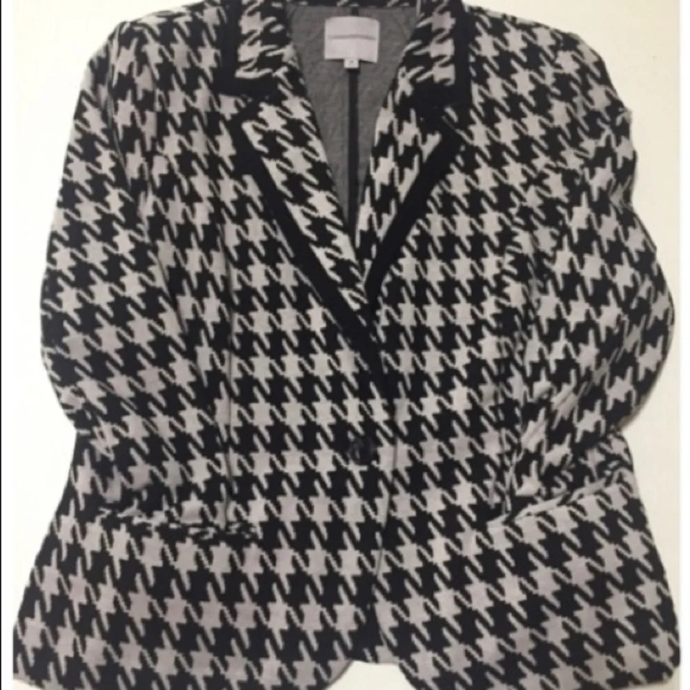 Blazer Houndstooth Catherine Melandrino Black & White Medium Blazer Jacket